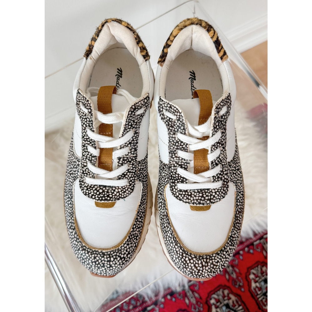 NEW Madewell Kickoff Trainer Sneakers in Spotted Calf Olive Grrove Multi 7.5 - Picture 6 of 11